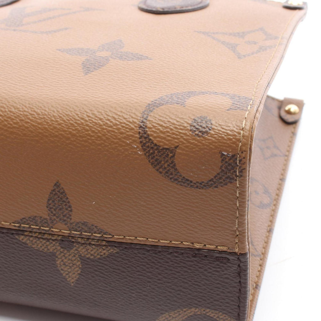 Louis Vuitton Beige Brown Monogram Reverse Coated Canvas Handbag Pouch