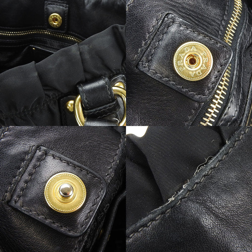 Prada Black Nylon Leather Handbag
