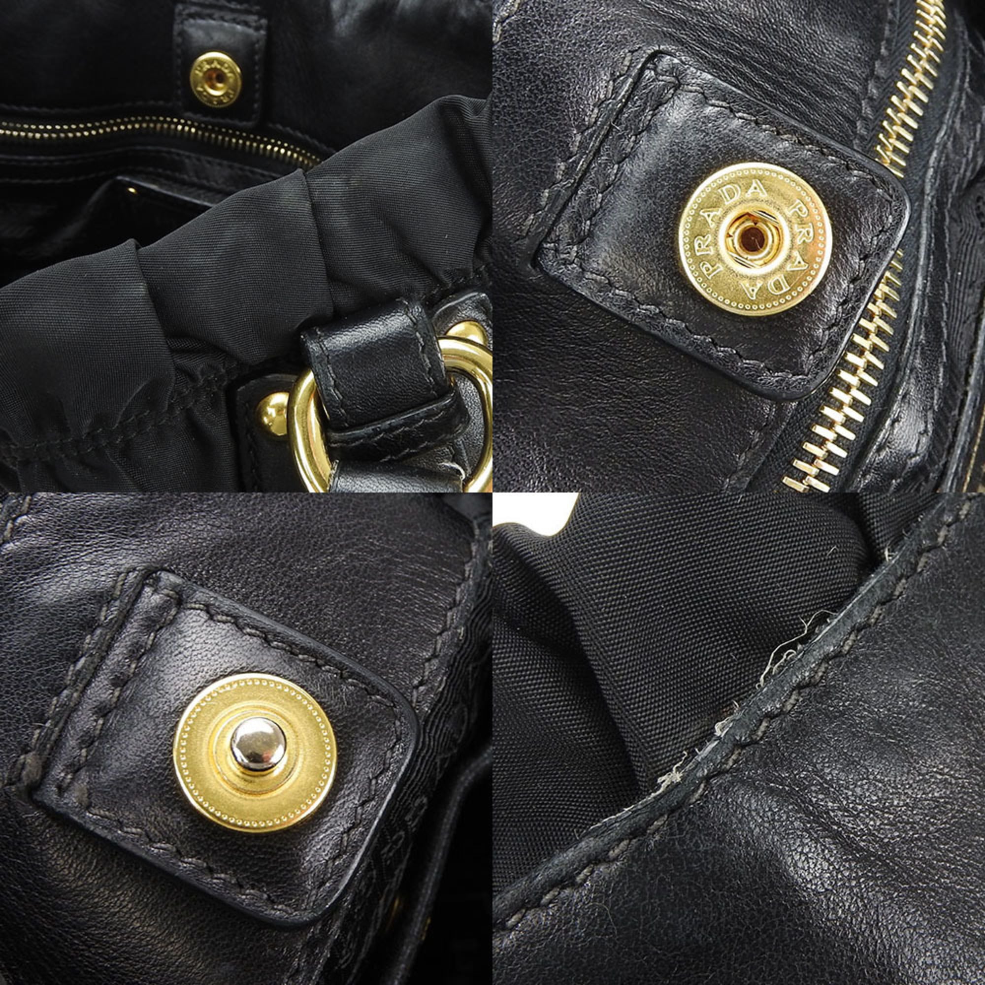 Prada Black Nylon Leather Handbag
