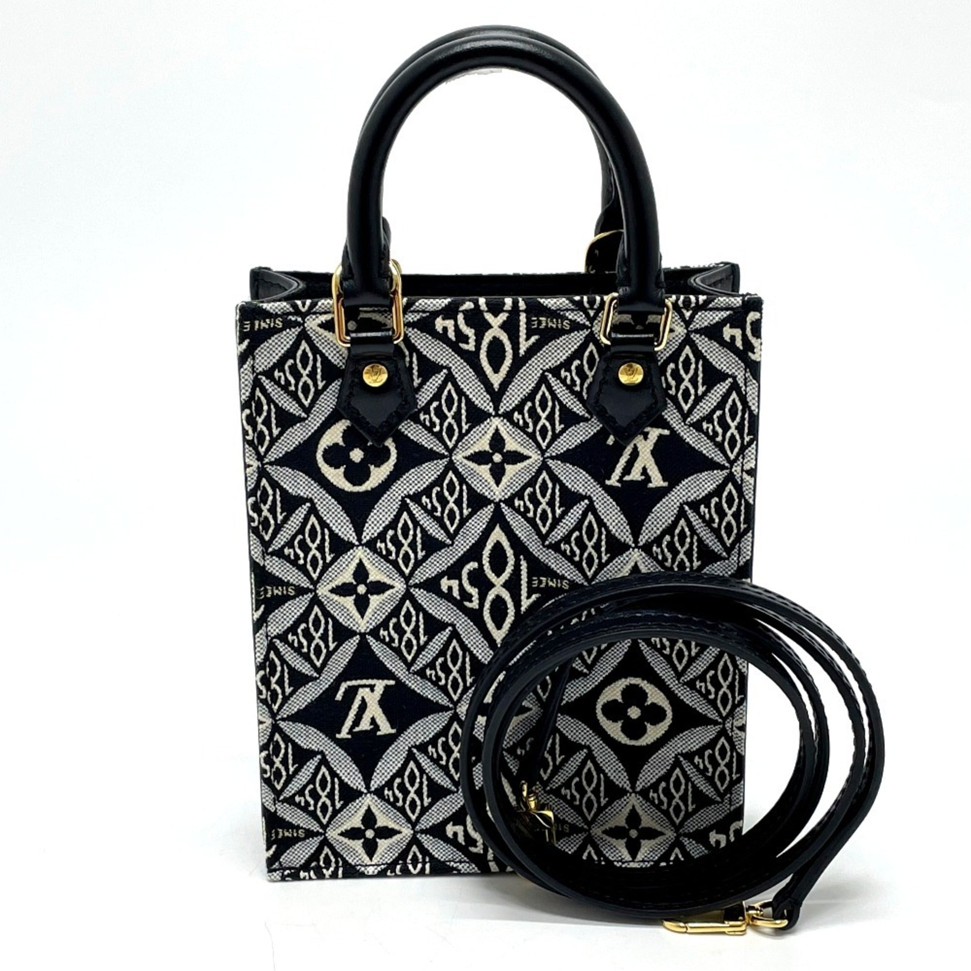 Louis Vuitton Black Blue Jacquard Handbag