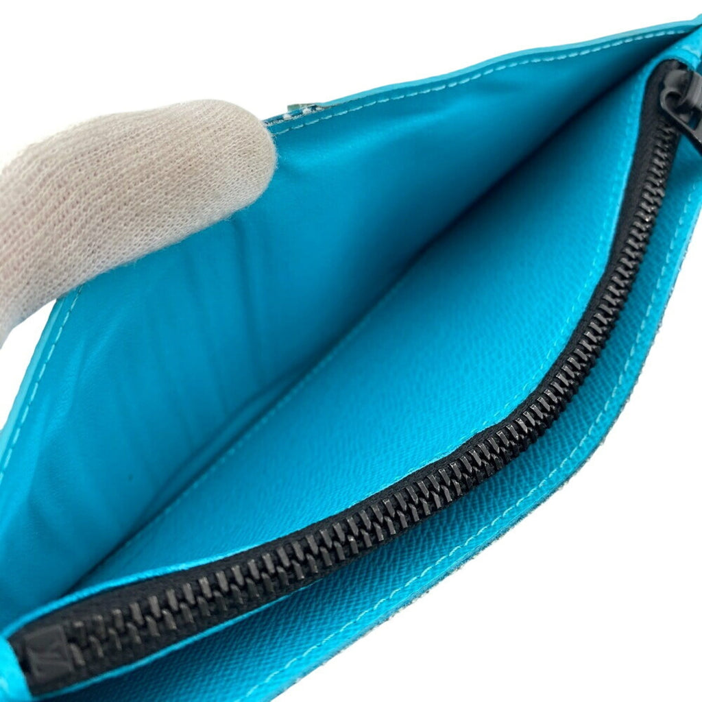 Louis Vuitton Monogram Eclipse Black Turquoise Leather Long Wallet