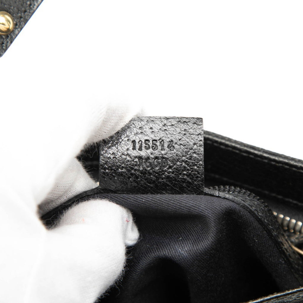 Gucci Black Canvas Leather Shoulder Bag (Pre-Owned)