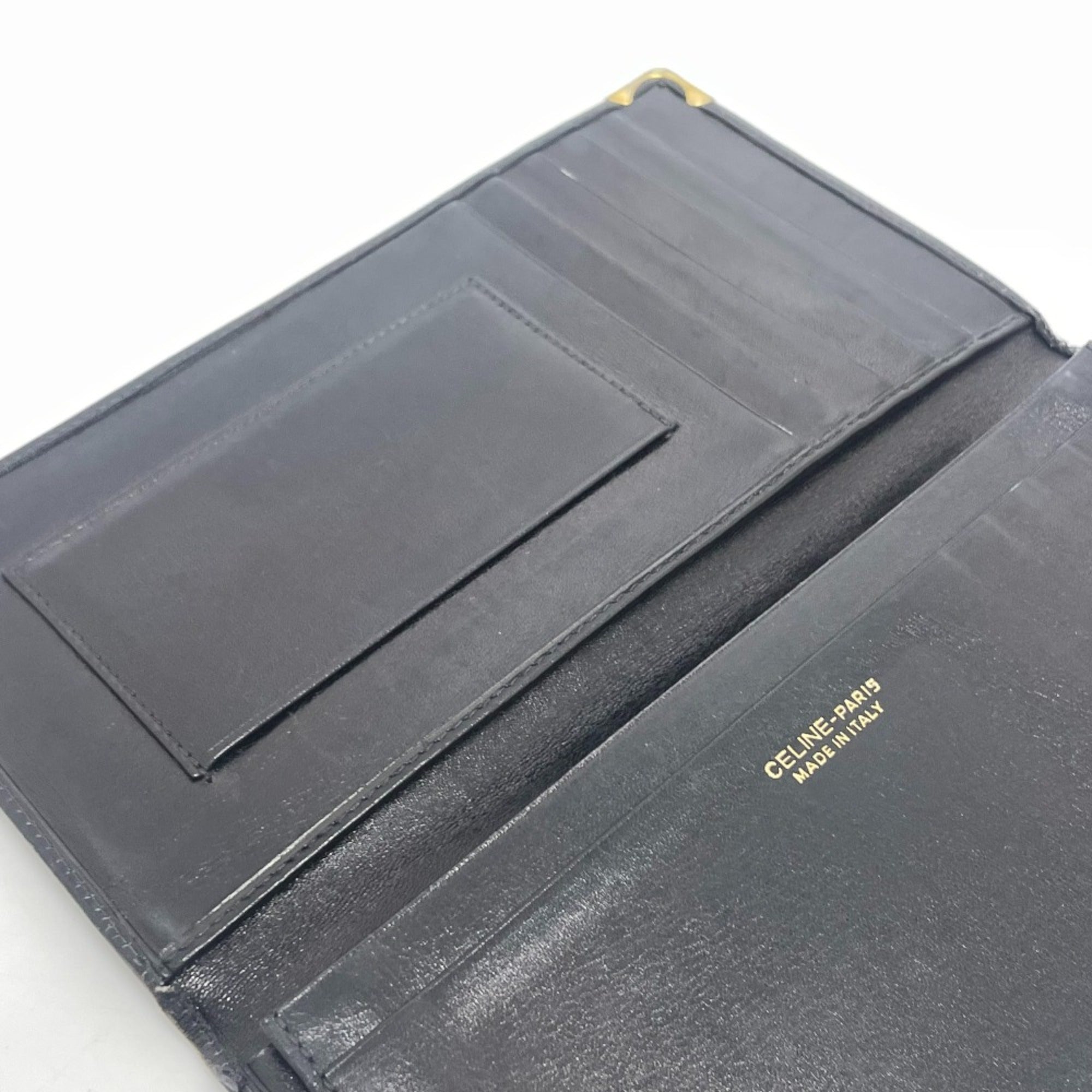 Celine Black Leather Long Wallet (Bi-Fold)
