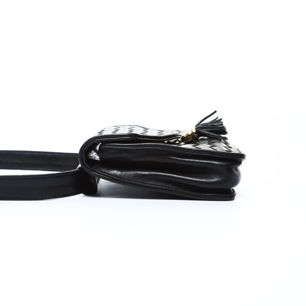 Bottega Veneta Intrecciato Black Leather Shoulder Bag