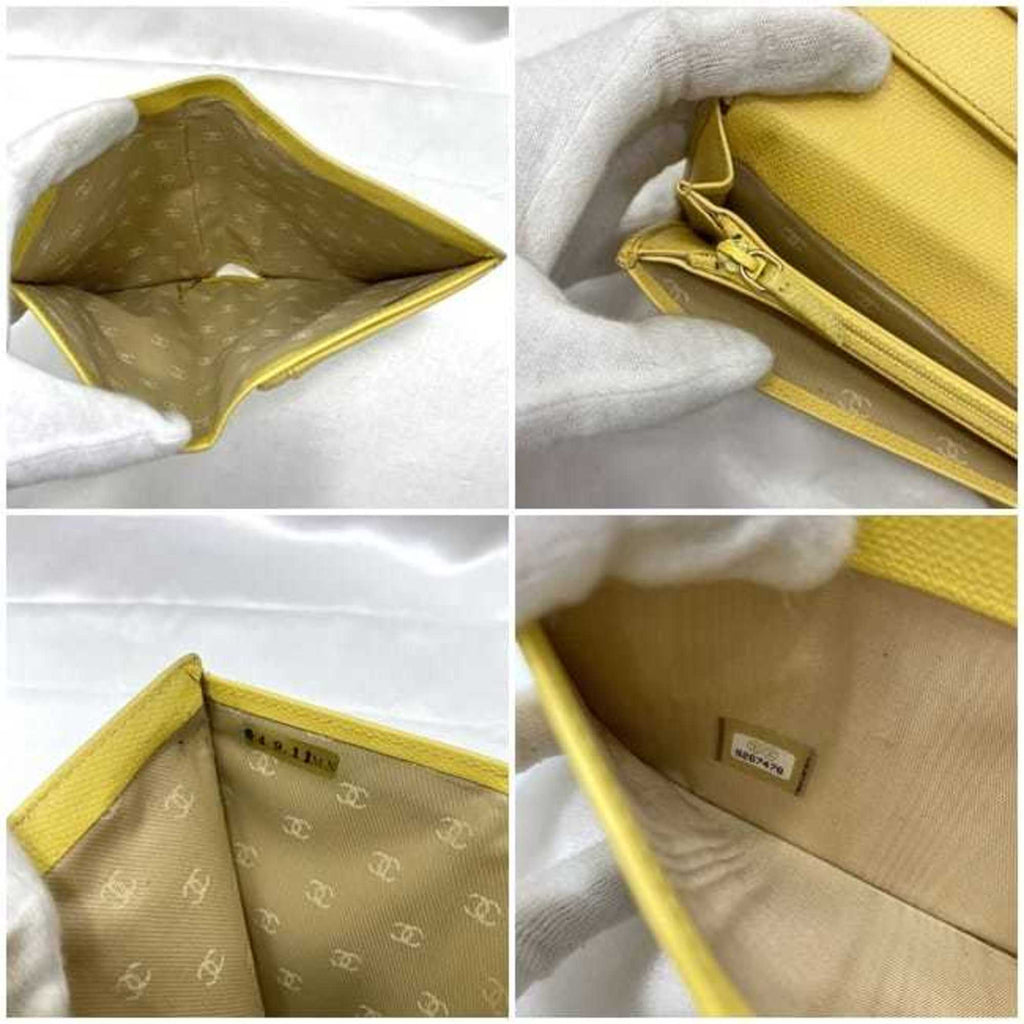 Chanel Yellow Leather Long Wallet (Bi-Fold)