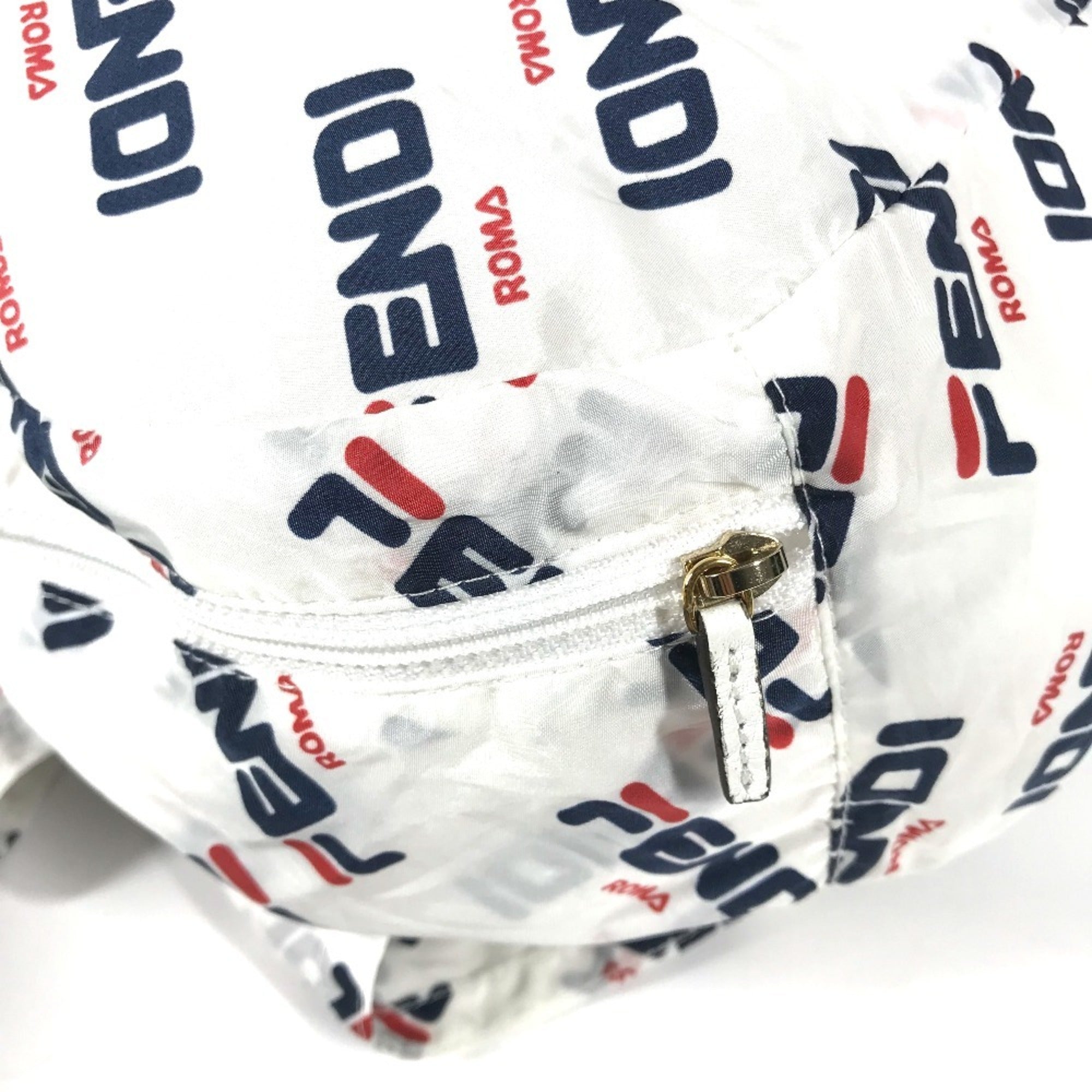 Fendi Navy Red Color White Nylon Backpack