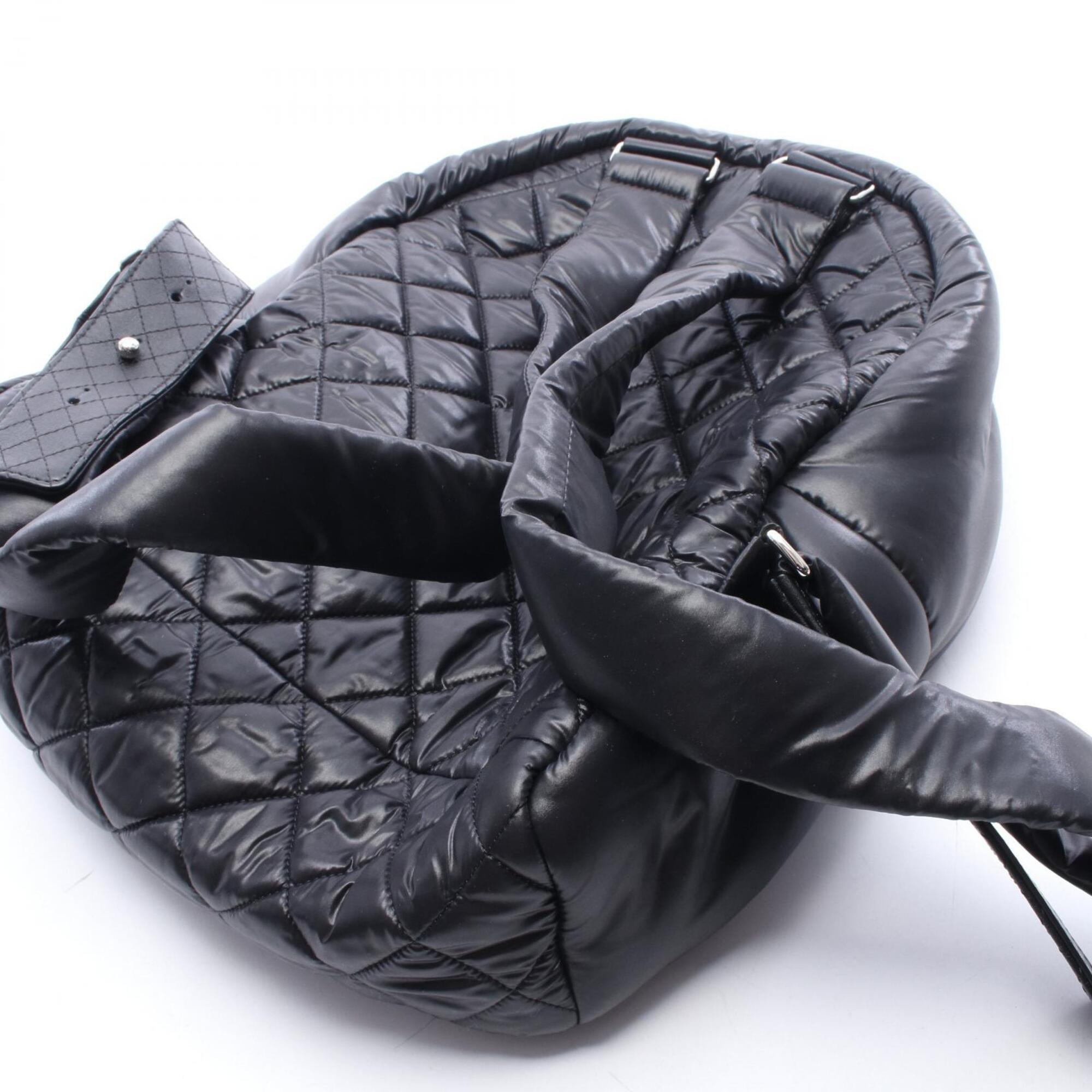 Chanel Black Nylon Leather Backpack