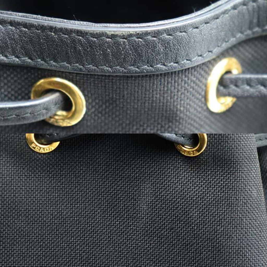 Prada Black Canvas Leather Shoulder Bag