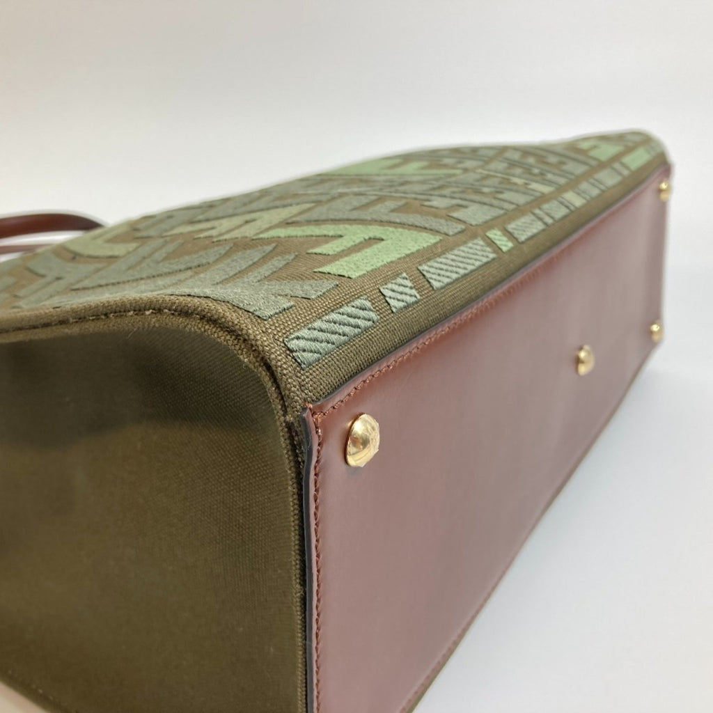 Fendi Green Cotton Shoulder Bag Tote Bag