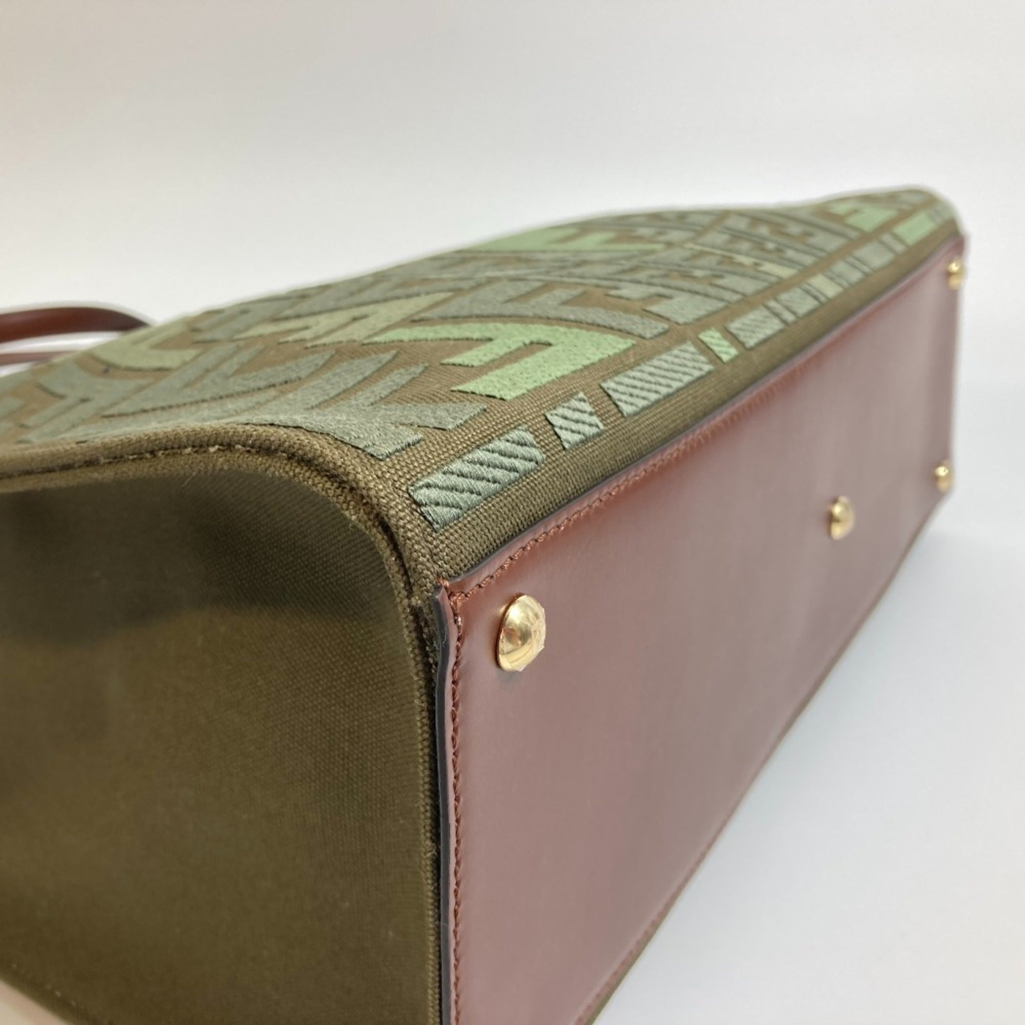 Fendi Green Cotton Shoulder Bag Tote Bag