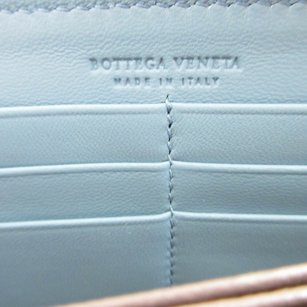 Bottega Veneta Light Blue Leather Long Wallet (Bi-Fold)