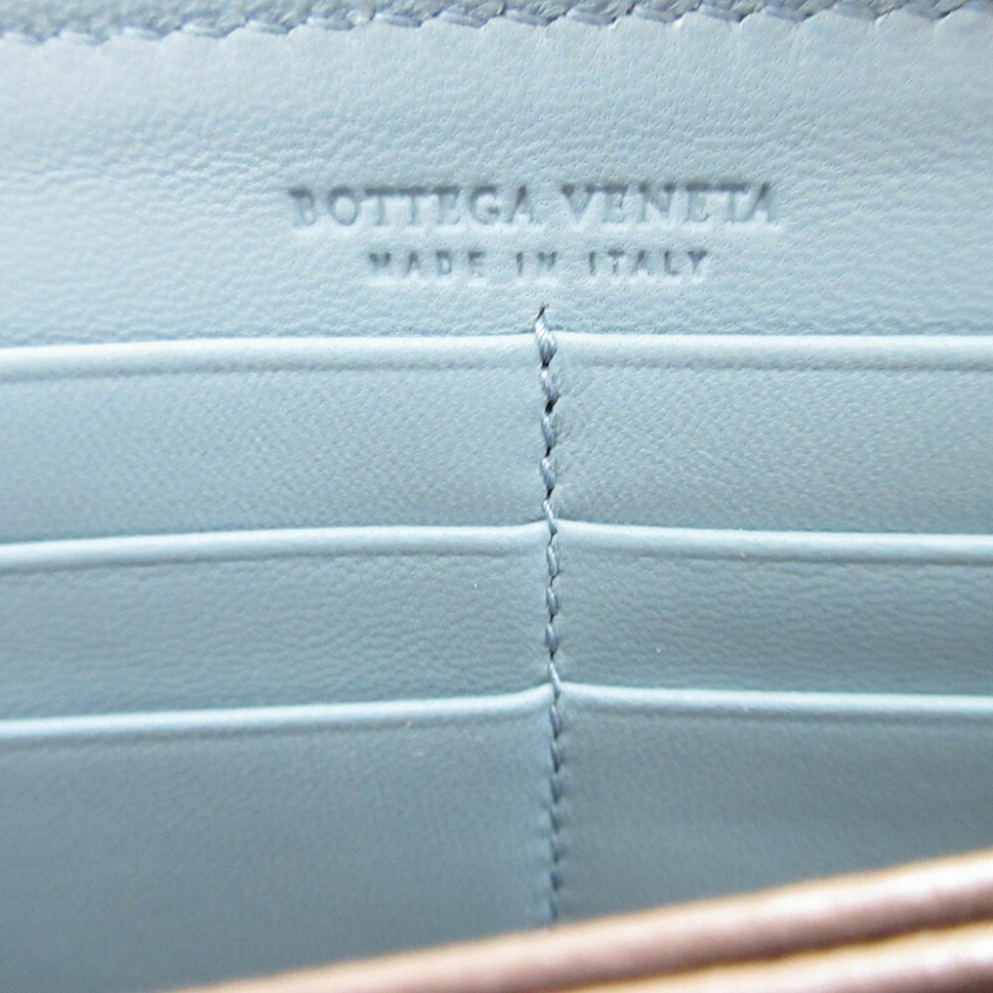 Bottega Veneta Light Blue Leather Long Wallet (Bi-Fold)