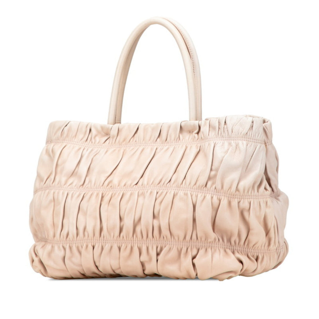 Prada Beige Pink Beige Leather Shoulder Bag Tote Bag