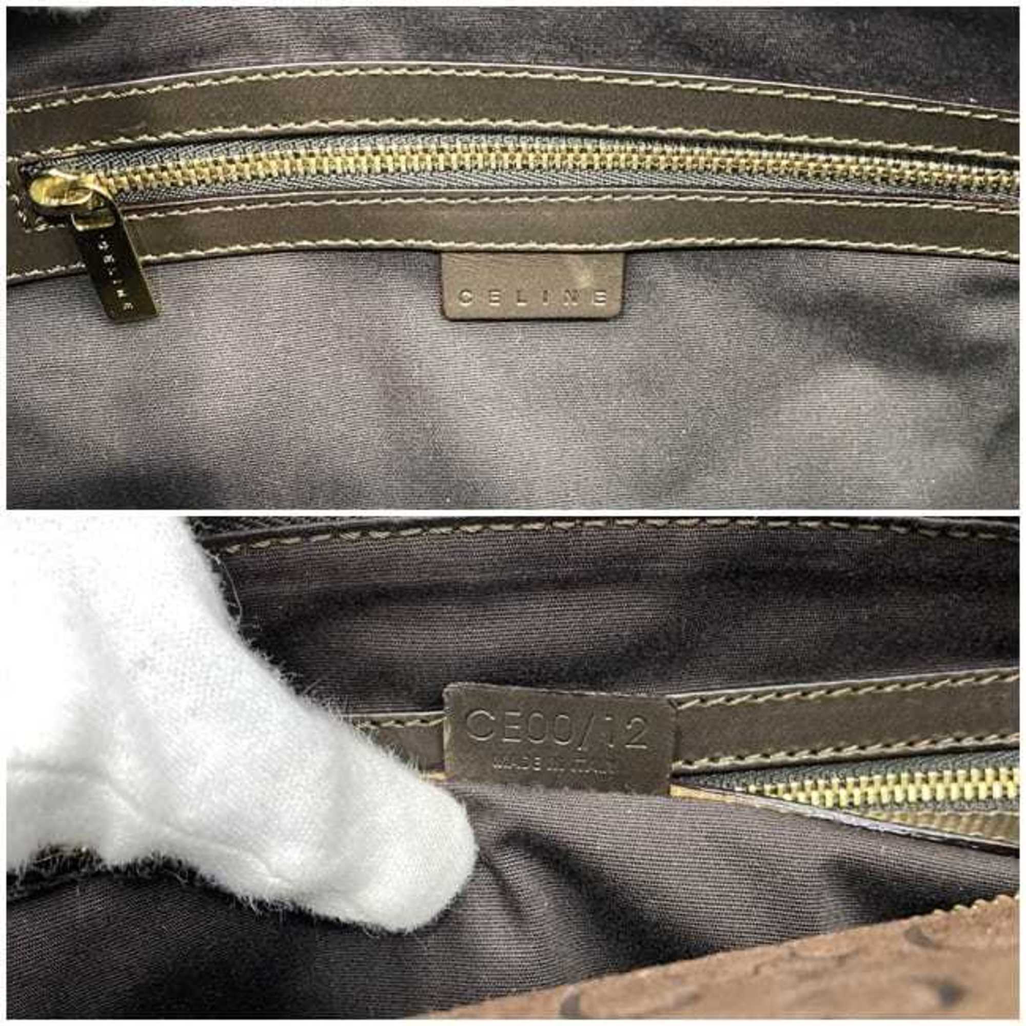 Celine Brown Suede Leather Boston Bag Handbag