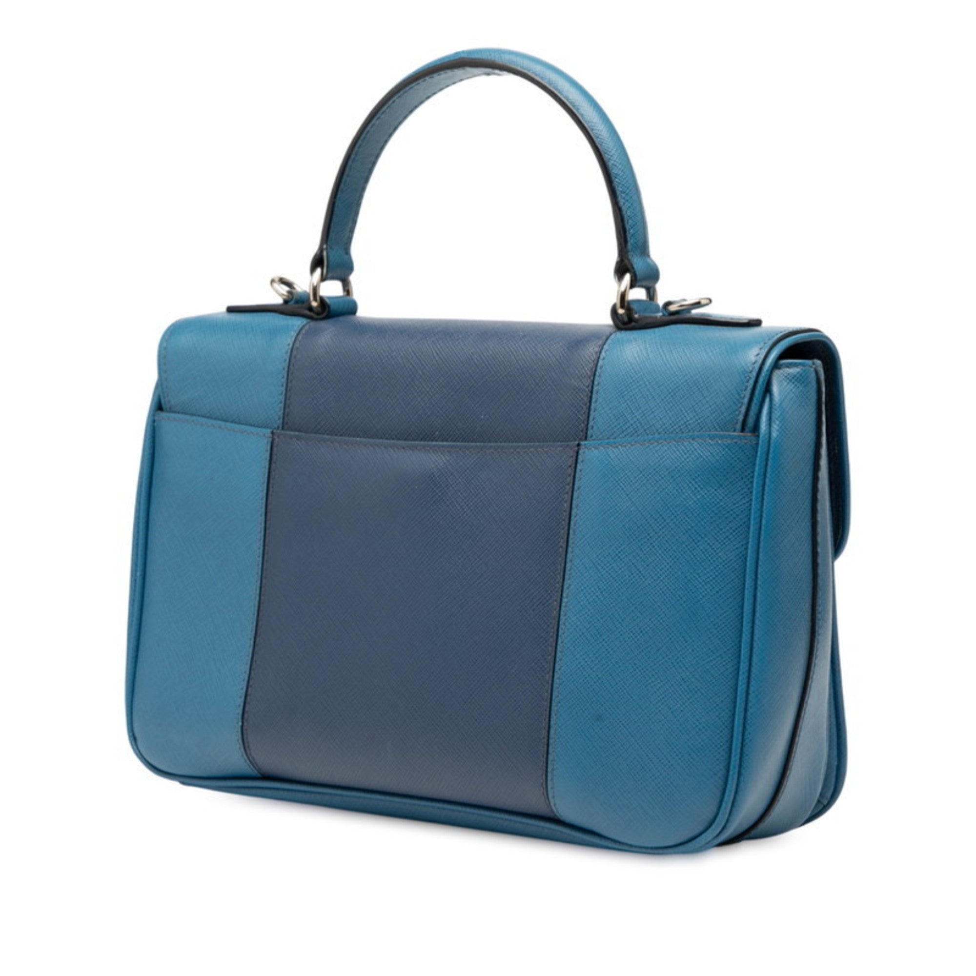 Prada Blue Leather Handbag Shoulder Bag
