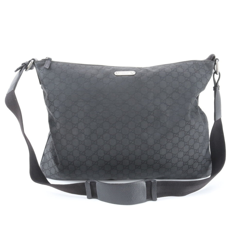 Gucci Black Nylon Leather Messenger Bag Shoulder Bag (Pre-Owned)