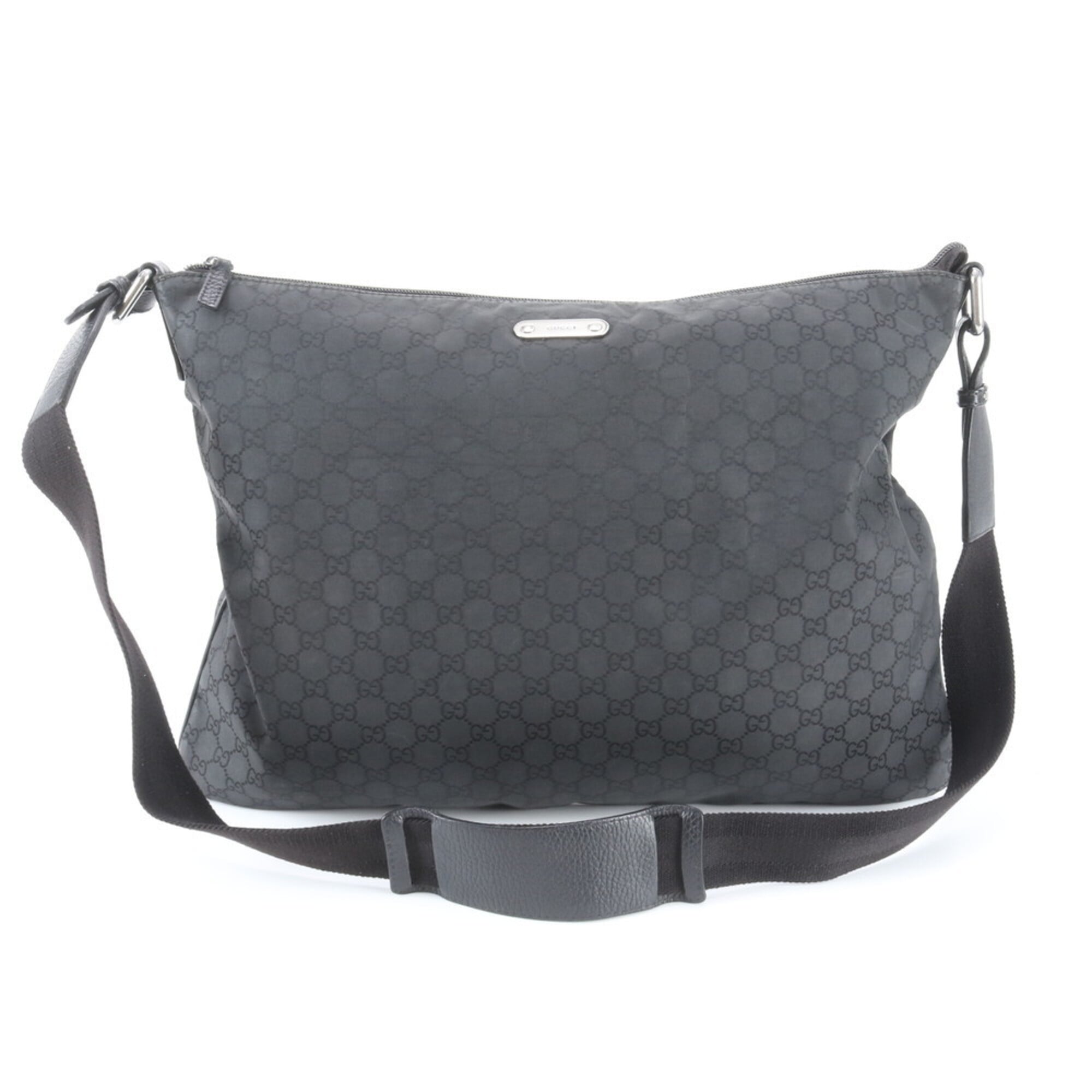 Gucci Black Nylon Leather Messenger Bag Shoulder Bag (Pre-Owned)