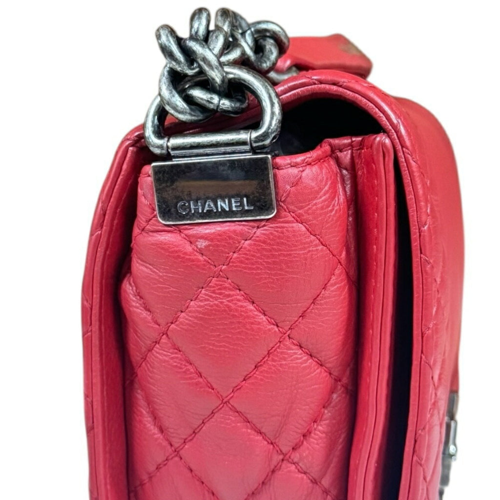 Chanel Boy Chanel Red Color Leather Shoulder Bag