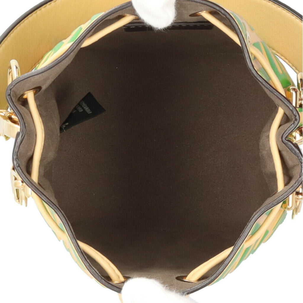 Fendi Beige Green Leather Shoulder Bag
