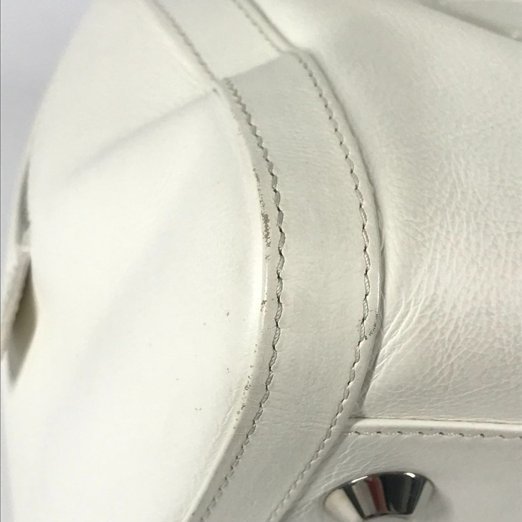 Christian Dior White Leather Boston Bag Handbag (Pre-Owned)