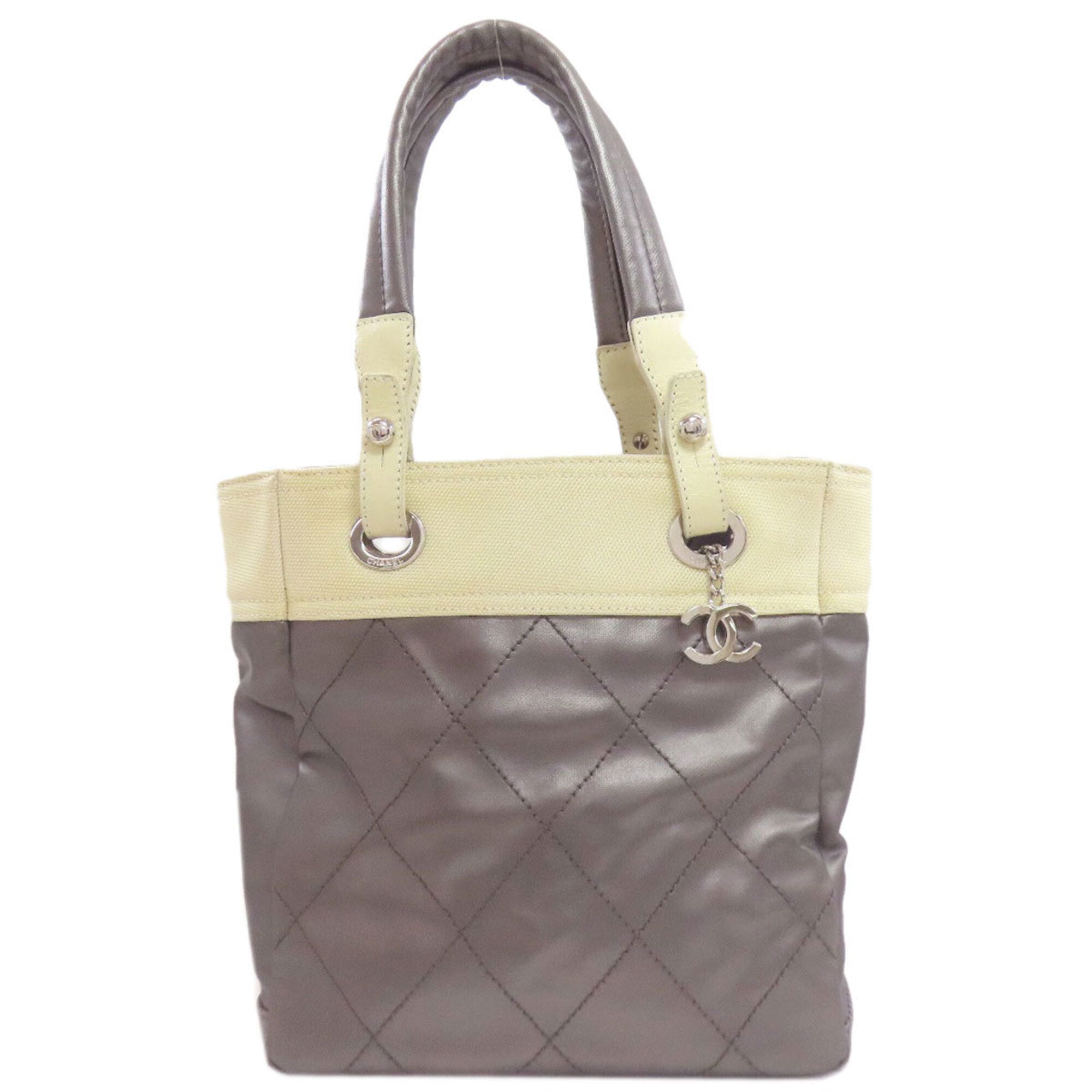 Chanel Silver White Leather Handbag