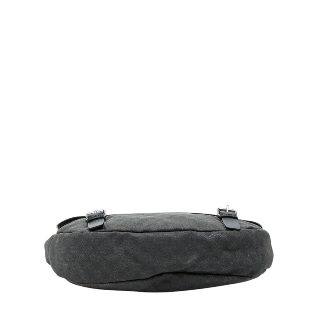Gucci Black Canvas Leather Messenger Bag Shoulder Bag (Pre-Owned)