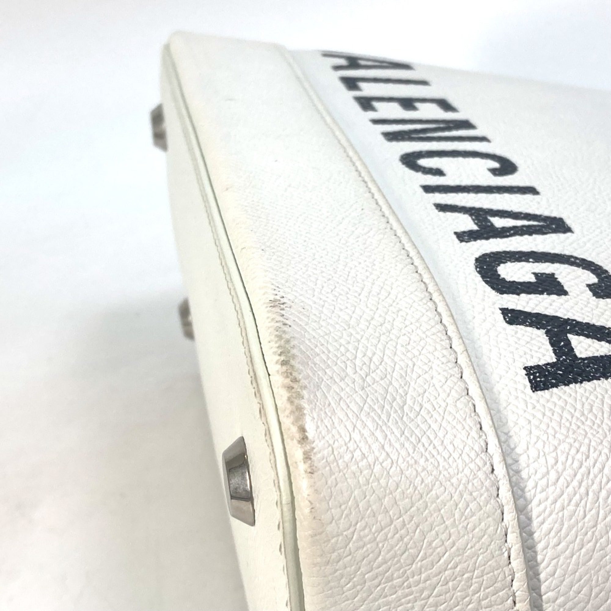 Balenciaga White Leather Hand