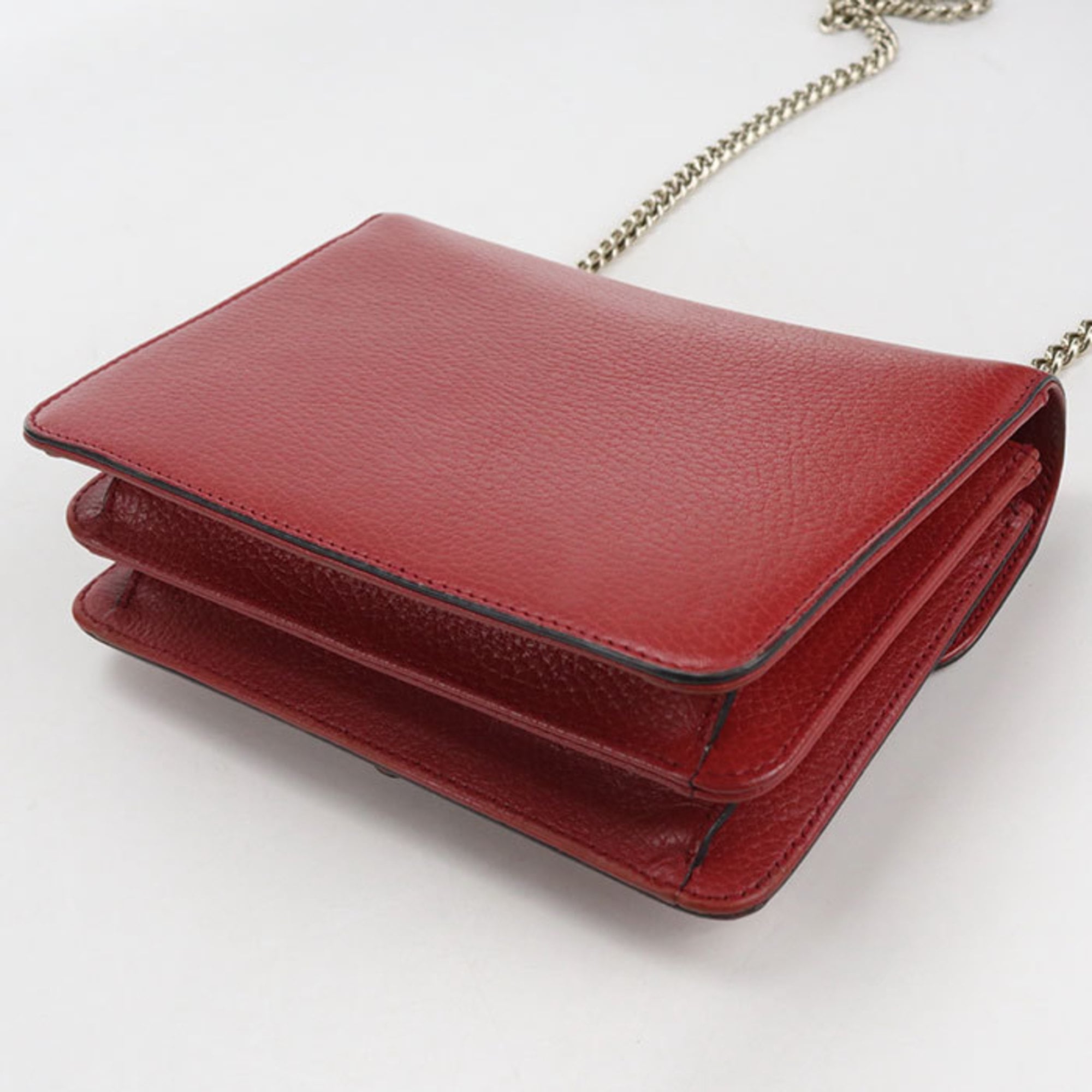 Gucci Red Color Leather Shoulder Bag (Pre-Owned)