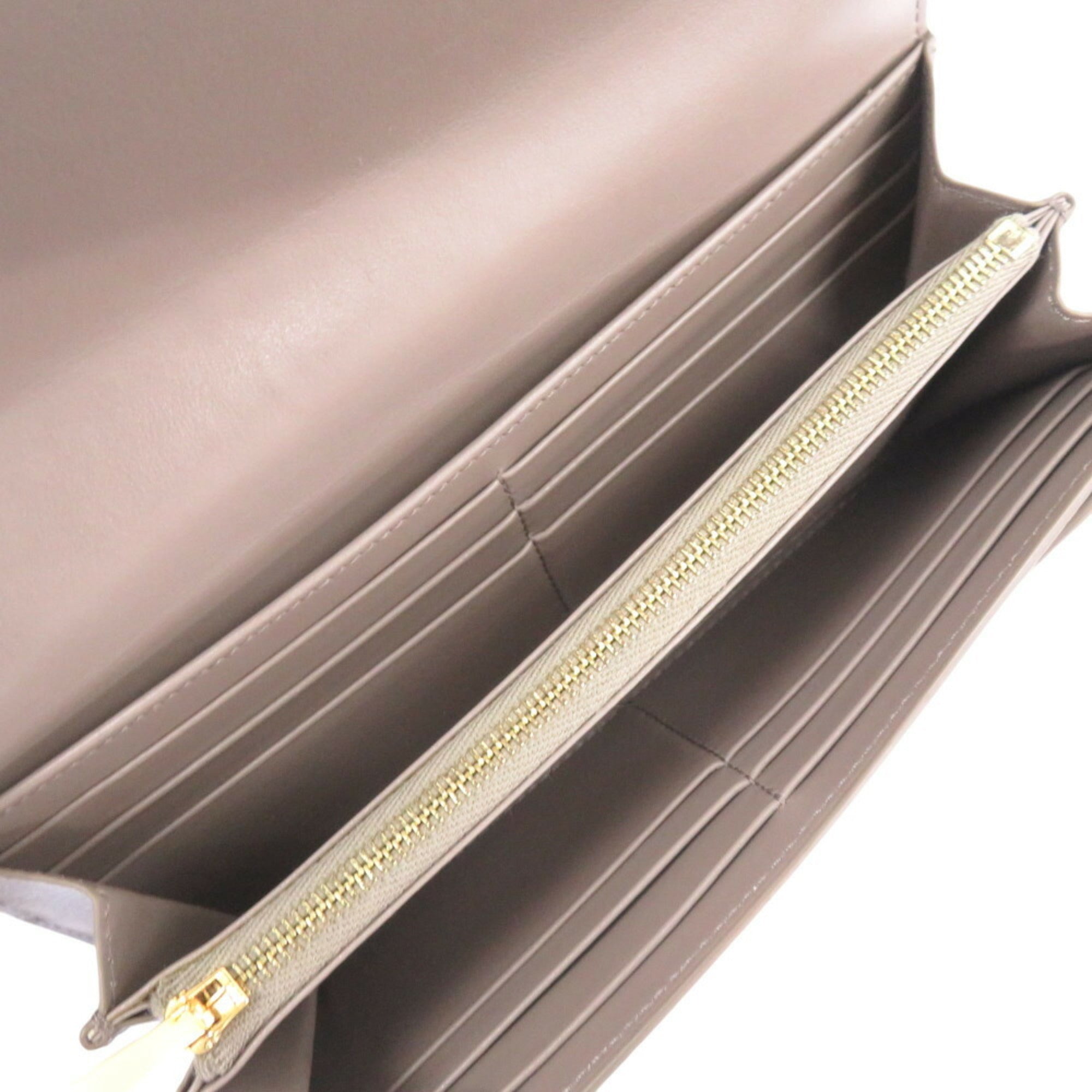 Celine Gray Leather Long Wallet (Bi-Fold)