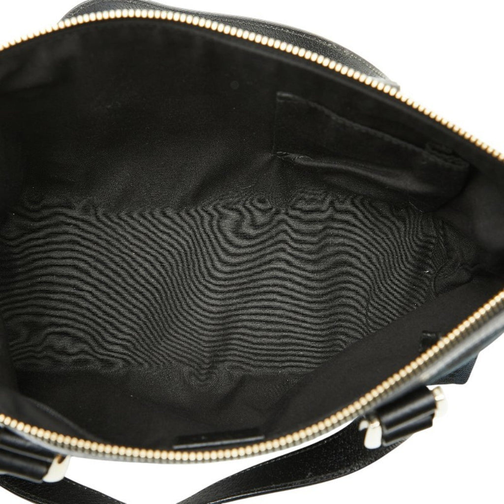 Gucci Abbey Black Gg Canvas Leather Handbag (Pre-Owned)