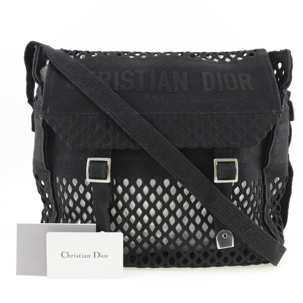 Christian Dior Black Mesh Messenger Bag Shoulder Bag (Pre-Owned)