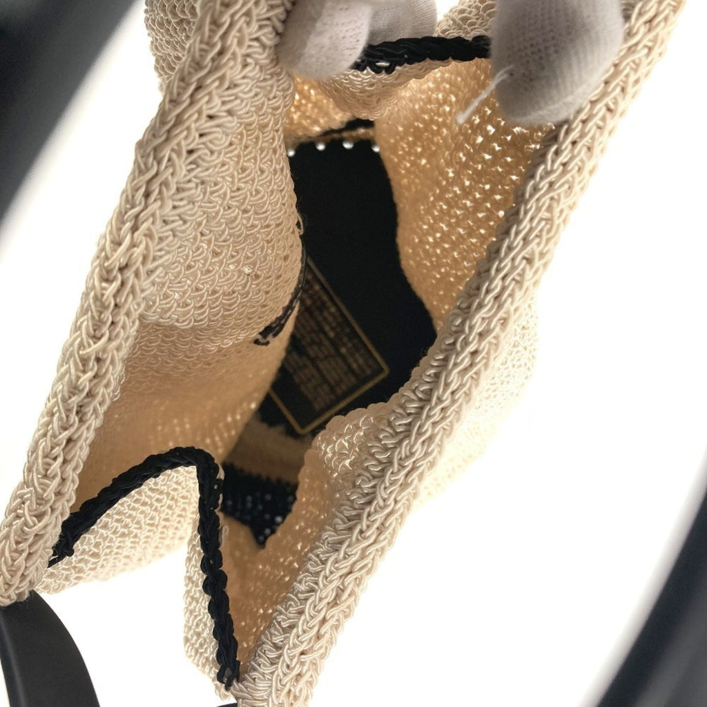 Chanel Beige Black Mesh Handbag