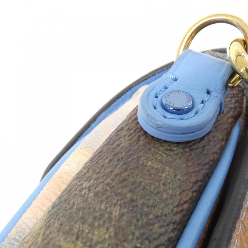 Louis Vuitton Multi-Color Sky Blue Coated Canvas Handbag Pochette