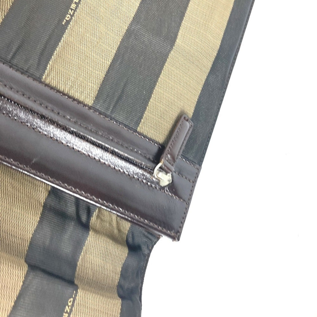 Fendi Black Brown Nylon Leather Briefcase Handbag Tote Bag