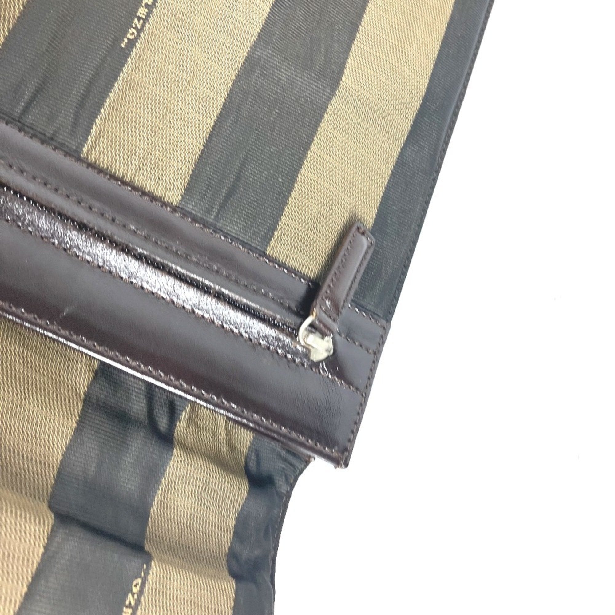 Fendi Black Brown Nylon Leather Briefcase Handbag Tote Bag