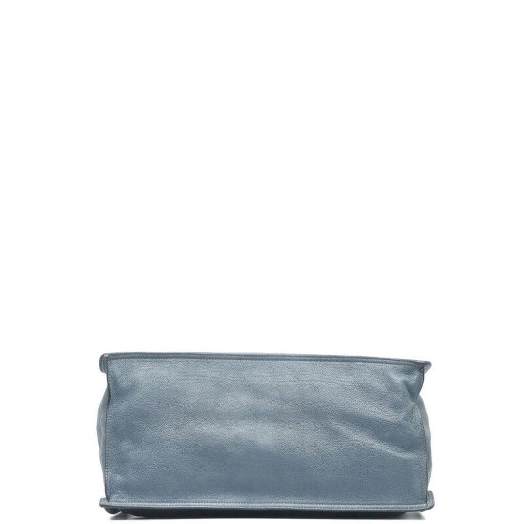 Prada Blue Light Blue Gray Leather Shoulder Bag Tote Bag