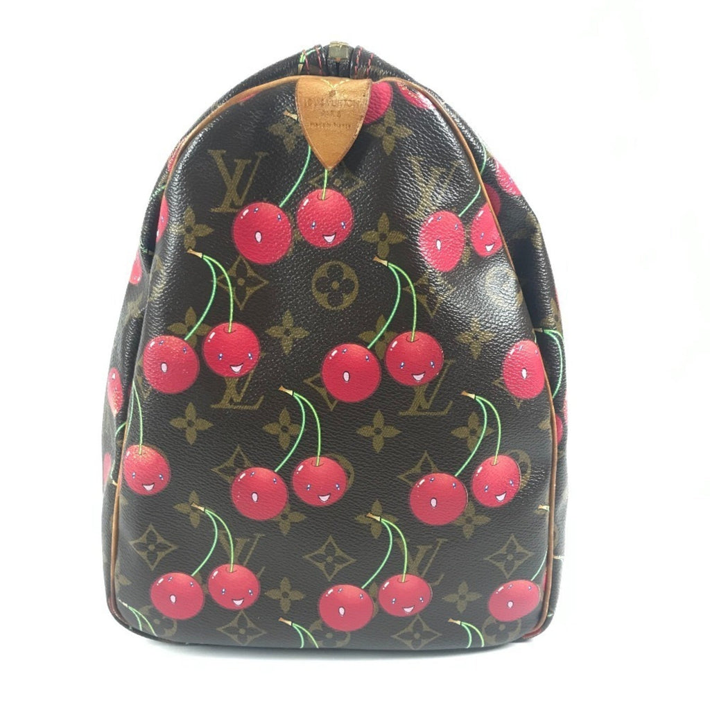 Louis Vuitton Brown Monogram Cherry Red Color Monogram Boston Bag