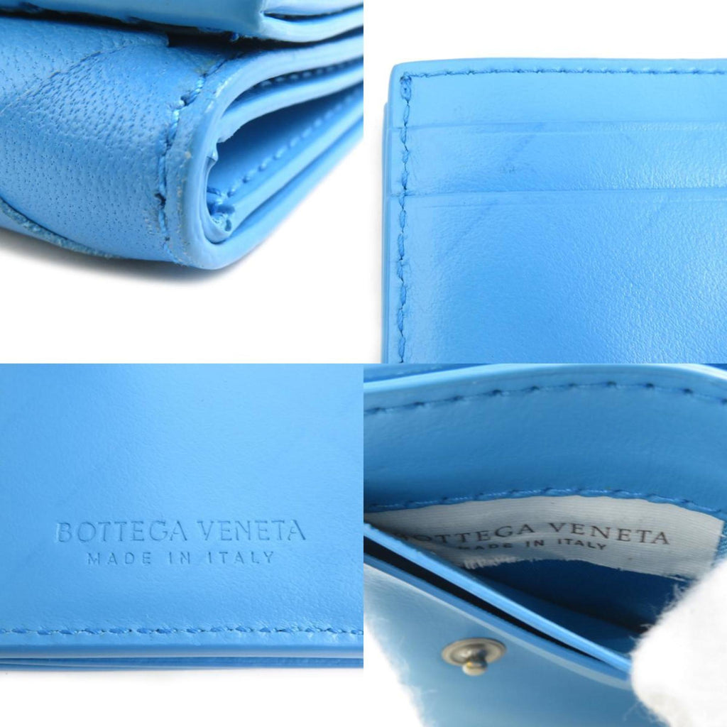 Bottega Veneta Blue Leather Wallet (Tri-Fold)