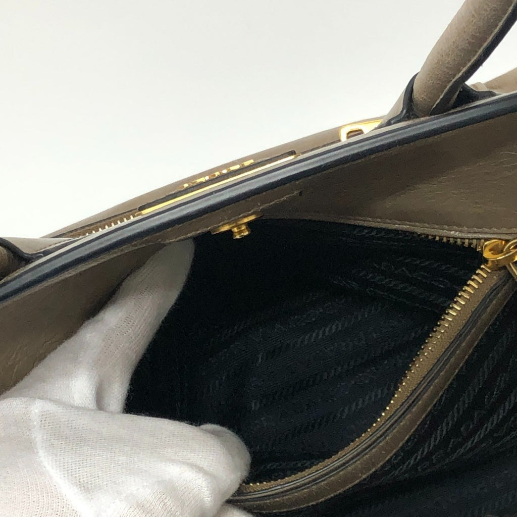 Prada Brown Leather Handbag Shoulder Bag Tote Bag