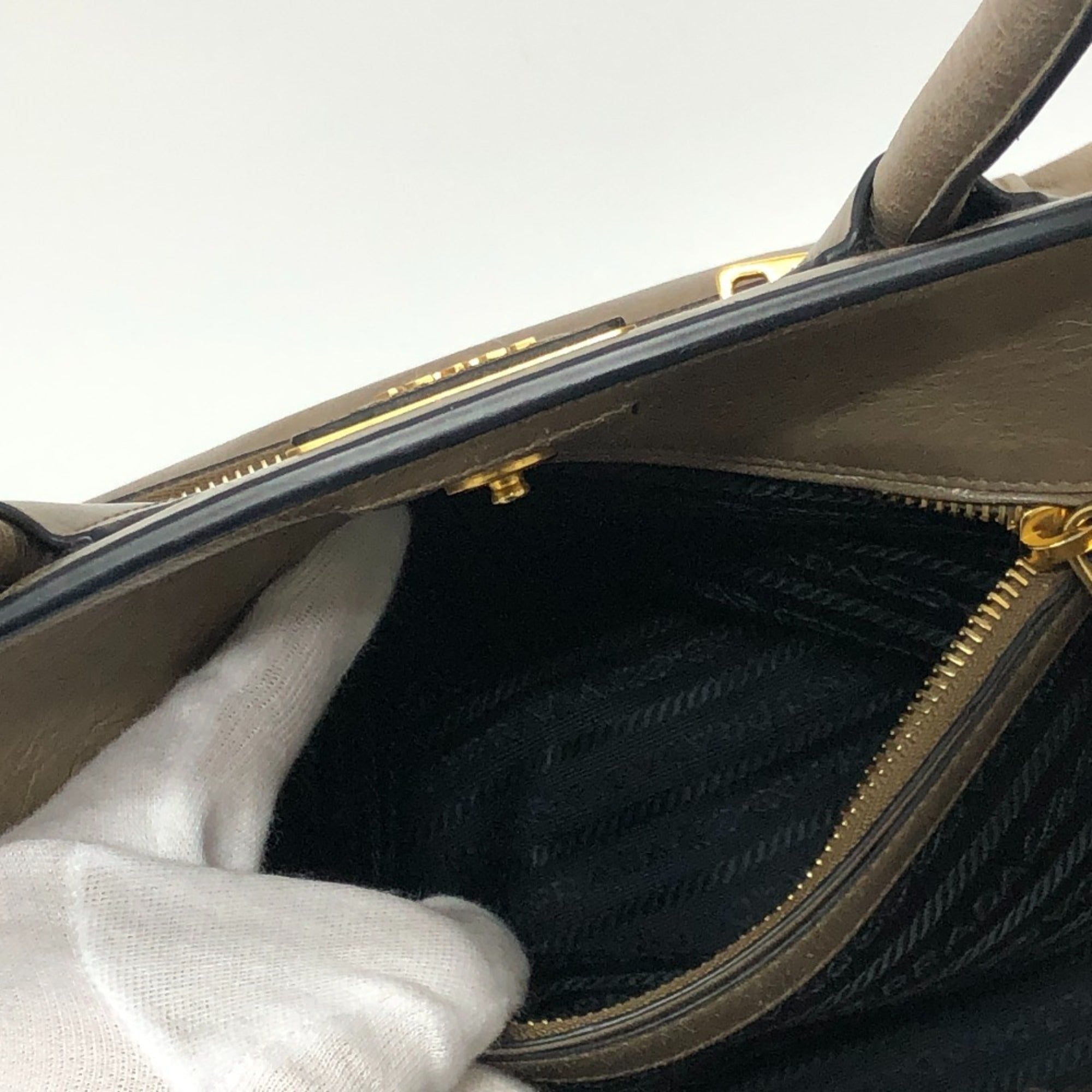 Prada Brown Leather Handbag Shoulder Bag Tote Bag