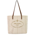 Prada Brown Off-White Coated Canvas Tote Bag