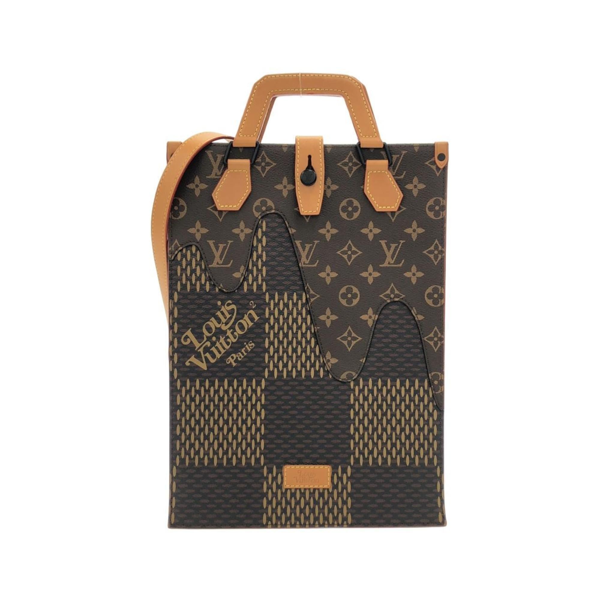 Louis Vuitton Black Brown Coated Canvas Handbag