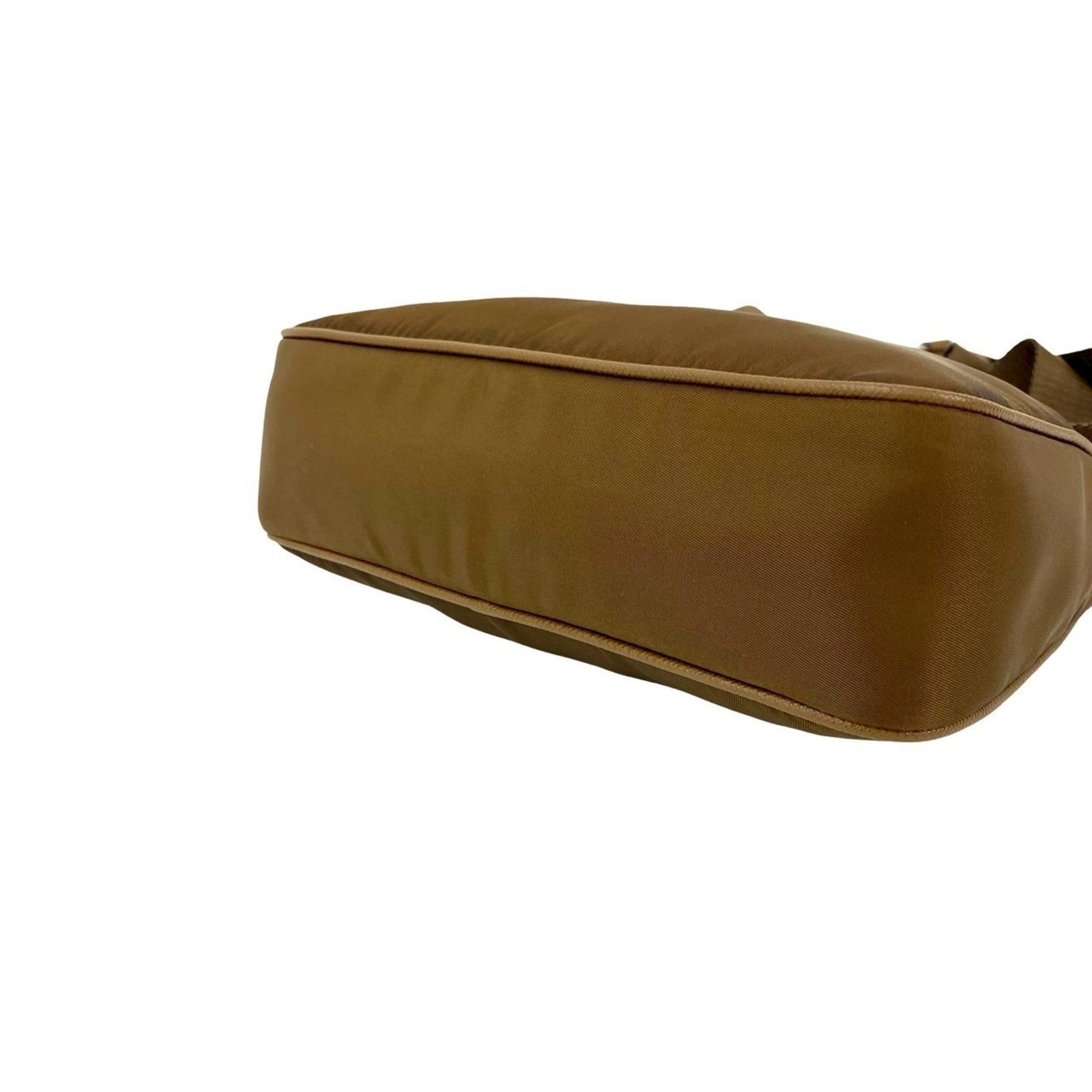 Prada Brown Nylon Leather Pochette Pouch Shoulder Bag