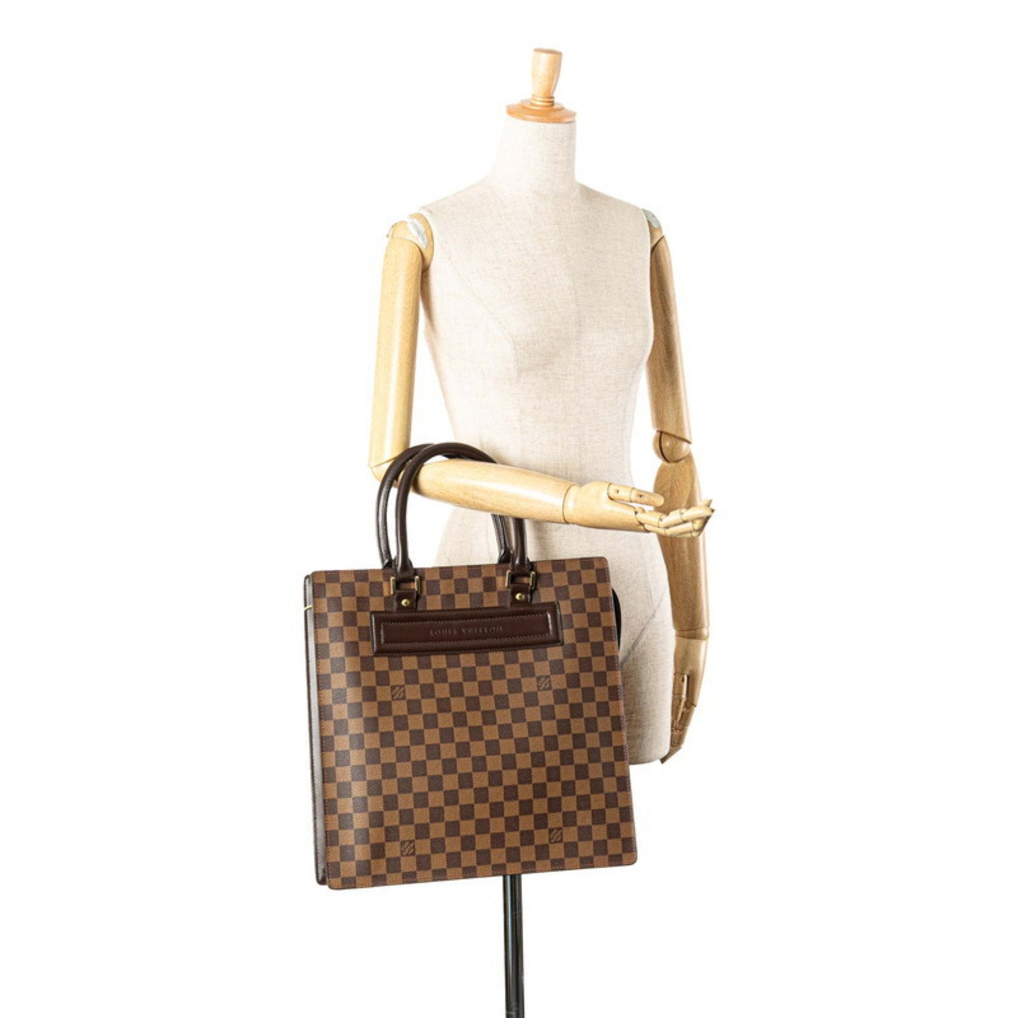 Louis Vuitton Brown Pvc Leather Handbag Tote Bag