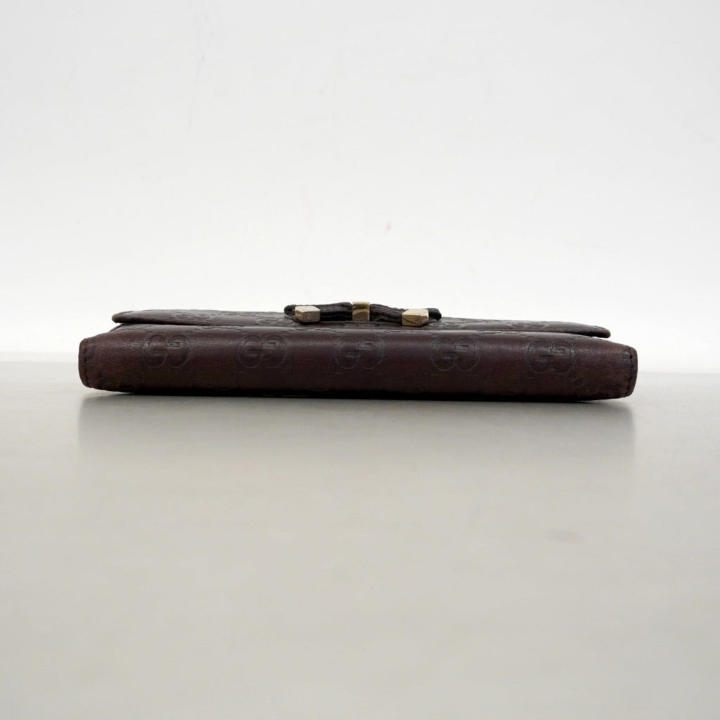 Gucci Brown Leather Long Wallet (Bi-Fold) (Pre-Owned)