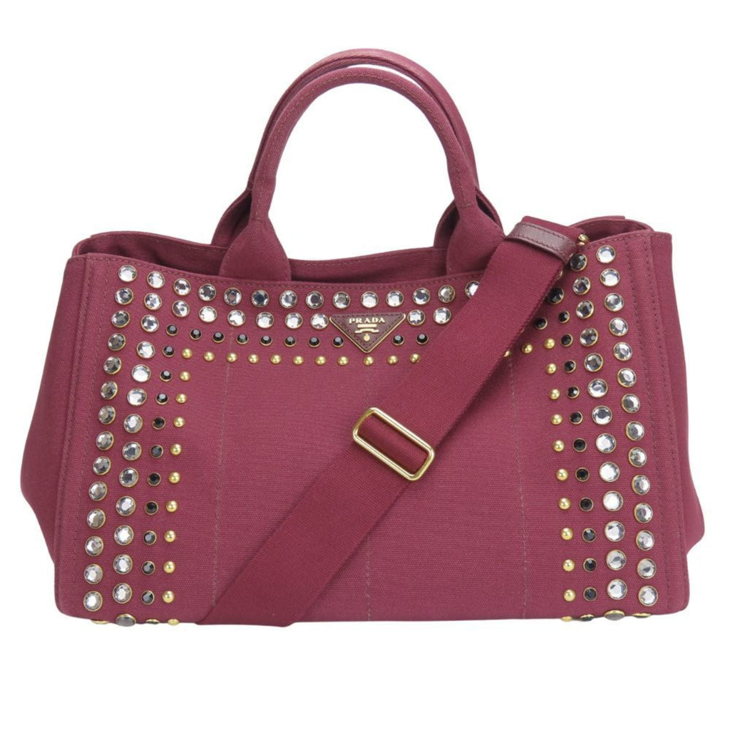 Prada Wine Canvas Tote Bag