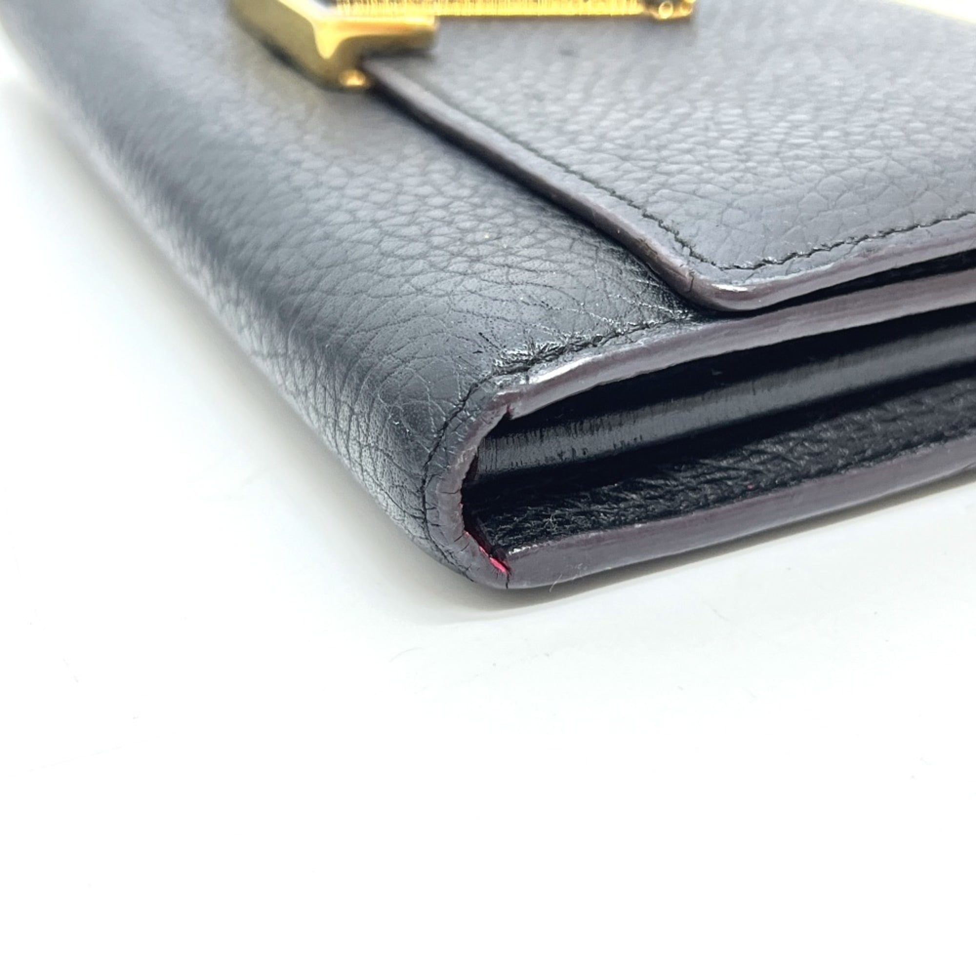 Louis Vuitton Black Noir Leather Long Wallet