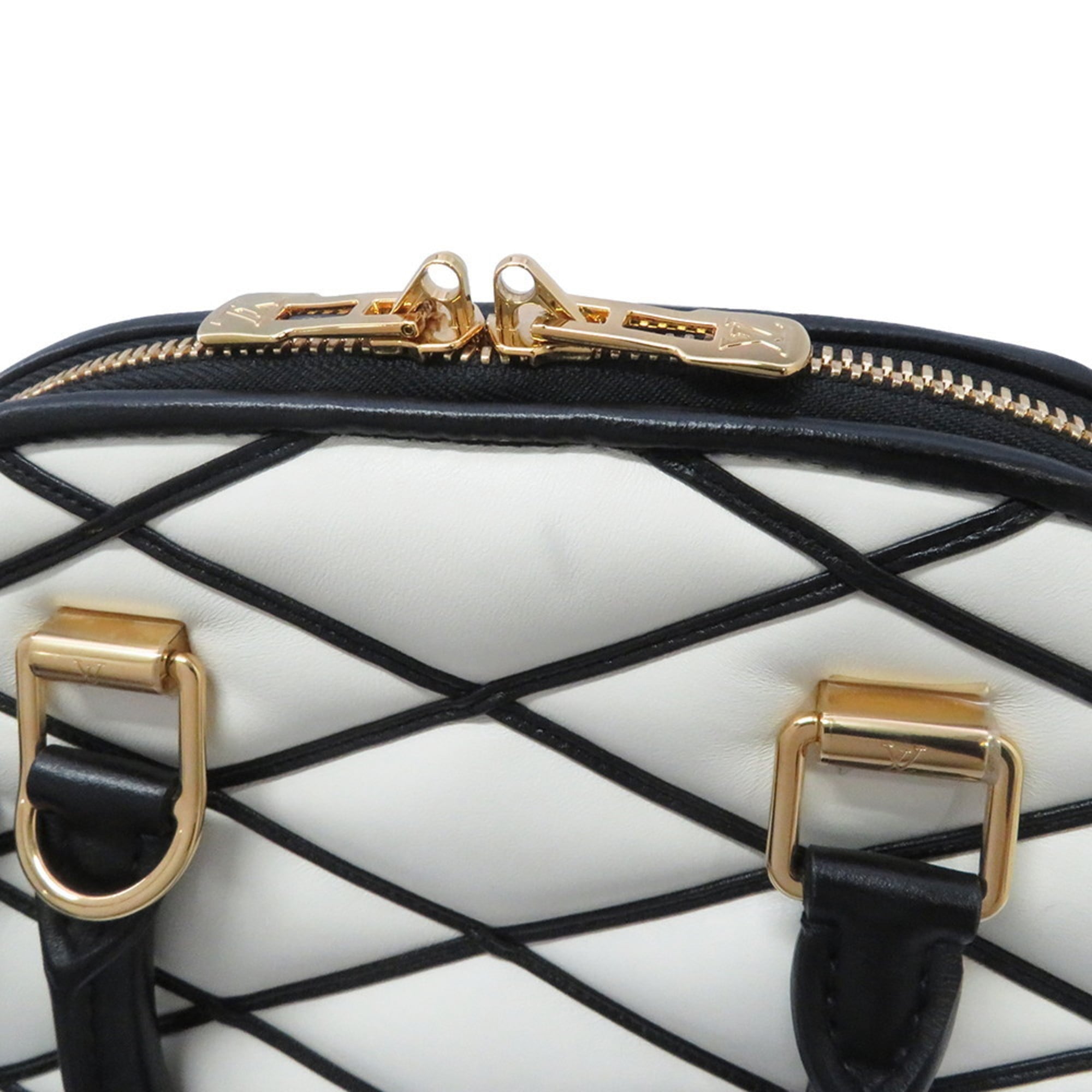 Louis Vuitton Black Noir White Leather Handbag Shoulder Bag