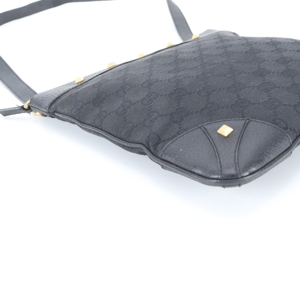 Gucci Black Leather Canvas Shoulder Bag (Pre-Owned)