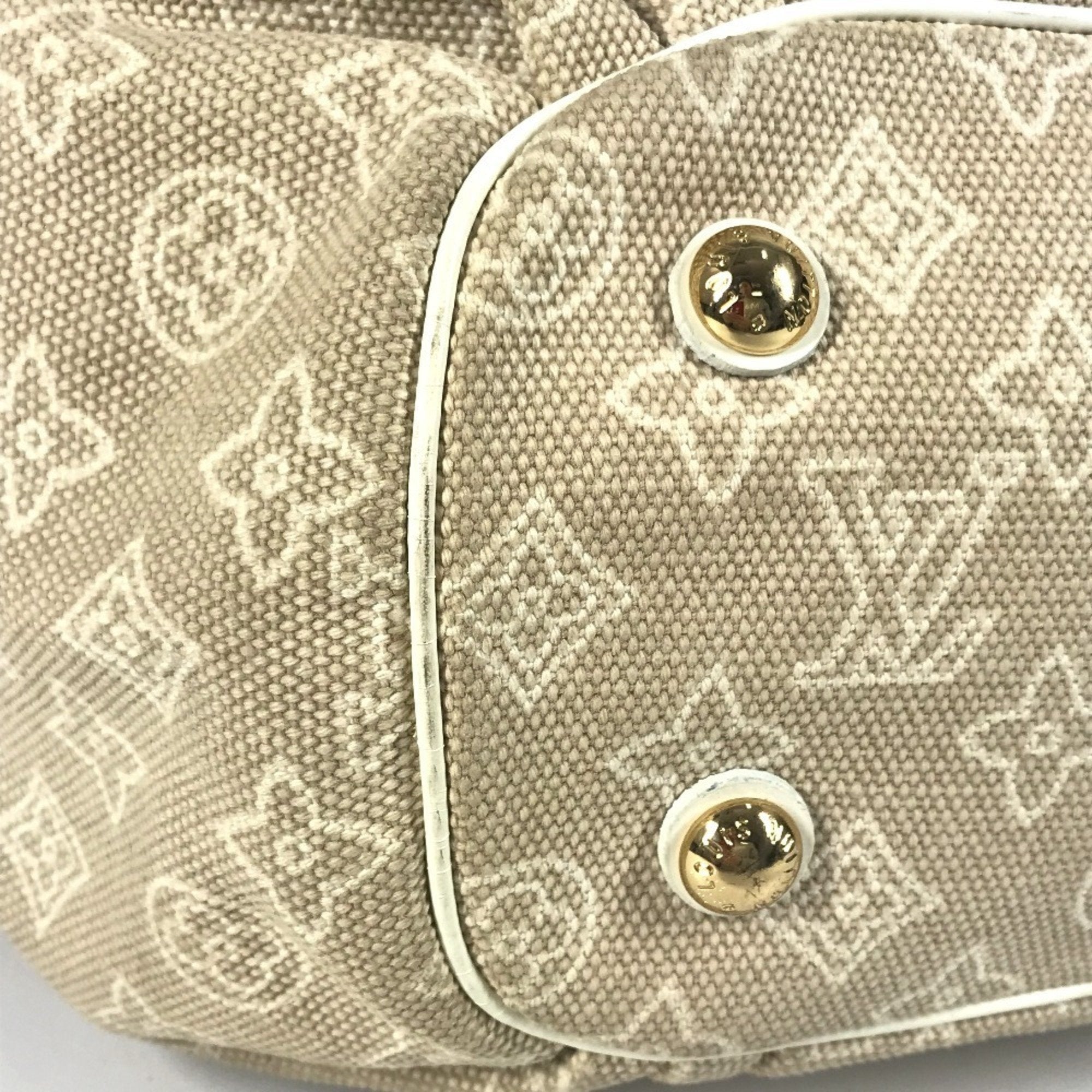 Louis Vuitton Beige White Canvas Leather Shoulder Bag Tote Bag